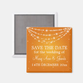 Aimant Élégant Enregistrer La Date Sparkling Chain Orange (Recto/Verso)