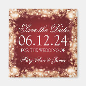 Aimant Élégant Enregistrer La Date Sparkling Lights Or (Devant)