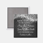 Aimant Élégant Enregistrer La Date Sparkling Wave Black (Recto/Verso)