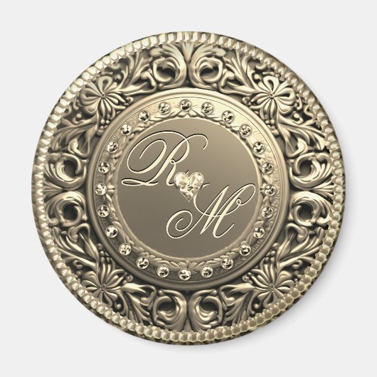 Aimant Élégant et beau monogramme (Devant)