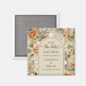 Aimant Élégant Faire-Part de Mariage Fleur Terracotta Ivo (Recto/Verso)