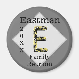 Aimant Elegant Family Reunion Keepsake Letter E Monogram