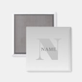 Aimant Élégant Faux Argent Gris Dégradé Monogramme Classi (Recto/Verso)