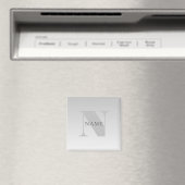 Aimant Élégant Faux Argent Gris Dégradé Monogramme Classi (In Situ (Lave-vaisselle))