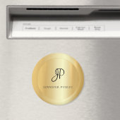 Aimant Elégant Faux Gold Modèle Monogramme Moderne Grand (In Situ (Lave-vaisselle))