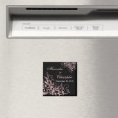 Aimant Élégant Fleur Rose Sauvez La Date Mariage 2 (In Situ (Lave-vaisselle))