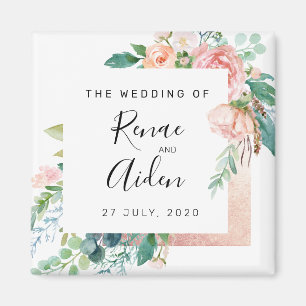 Aimant Elegant floral wedding favour magnet, wedding