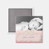Aimant Élégant garde photo bébé - rose (Recto/Verso)