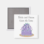 Aimant Élégant gâteau violet Enregistrer la date (Recto/Verso)