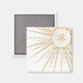 Aimant Elegant Gold Doodles Sun Moon Mandala Design (Recto/Verso)