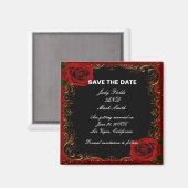 Aimant Élégant Goth Red Roses Enregistrer La Date (Recto/Verso)