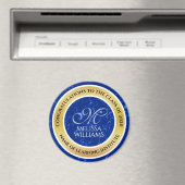 Aimant Élégant Graduation Monogramme Bleu Marbre Or Huile (In Situ (Lave-vaisselle))