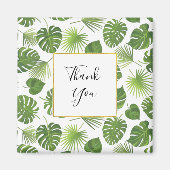 Aimant Élégant Green Tropical Feuille Motif Merci (Devant)