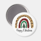 Aimant Elegant Happy Christmas Text Art Tree (Recto/Verso)