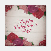 Aimant Élégant Heureuse Sainte-Valentin Roses de trame ma (Devant)