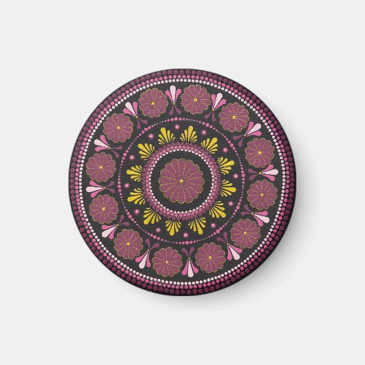 Aimant Elégant Mandala d'or rose, Boho Zen Dot Art Flower (Devant)