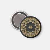 Aimant Elégant mandala noir et or (Recto/Verso)