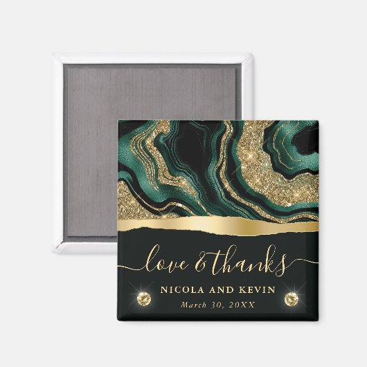 Aimant Élégant Mariage d'agate de Parties scintillant ver (Recto/Verso)