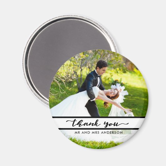 Aimant Élégant Mariage de script Merci photo (Recto/Verso)