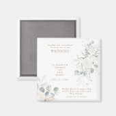 Aimant Élégant Mariage floral blanc (Recto/Verso)