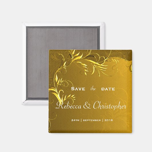 Aimant Élégant mariage Gold Enregistrer la date (Recto/Verso)