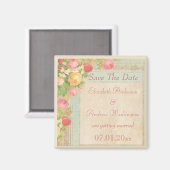 Aimant Élégant Mariage Rose Vintage Enregistrer La Date (Recto/Verso)