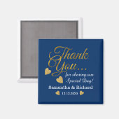 Aimant Elégant Merci Or bleu mariage Favoriser (Recto/Verso)