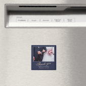 Aimant Élégant Merci photo bleu moderne Mariage (In Situ (Lave-vaisselle))