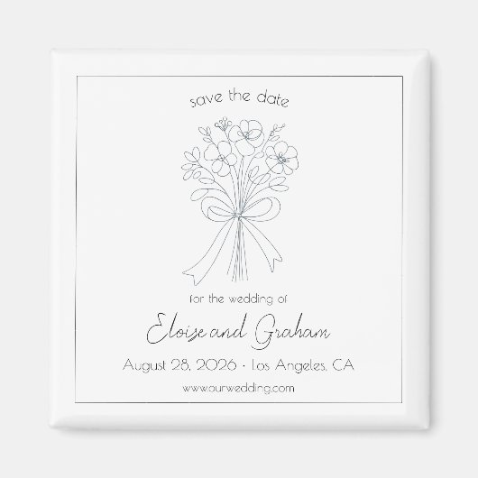 Aimant Elégant minimaliste Fleur et Bow Enregistrer la da (Devant)