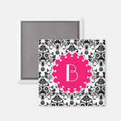 Aimant Elégant modèle Damask avec Monogramme (Recto/Verso)
