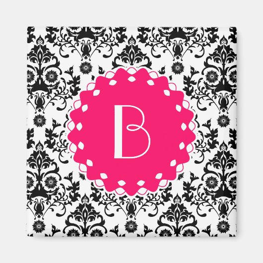 Aimant Elégant modèle Damask avec Monogramme (Devant)