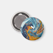 Aimant Élégant Monogramme bleu or (Recto/Verso)