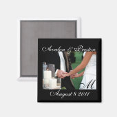 Aimant Élégant Monogramme Mains Enregistrer l'aimant Date (Recto/Verso)