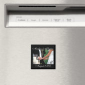 Aimant Élégant Monogramme Mains Enregistrer l'aimant Date (In Situ (Lave-vaisselle))