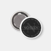 Aimant Élégant monogramme moderne éditable noir et blanc (Recto/Verso)