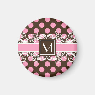 Aimant Élégant Motif de points géométriques monogrammes