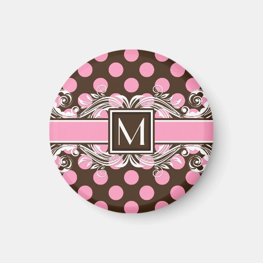 Aimant Élégant Motif de points géométriques monogrammes (Devant)