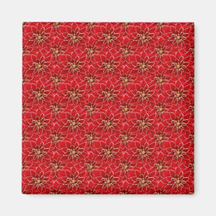 Aimant Élégant motif floral rouge