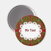 Aimant Élégant Motif rouge vert et dentelle (Recto/Verso)