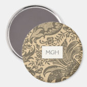 Aimant Élégant Motif végétal Sepia Monogramme (Recto/Verso)