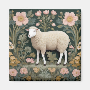 Aimant Elégant mouton blanc William Morris inspiré