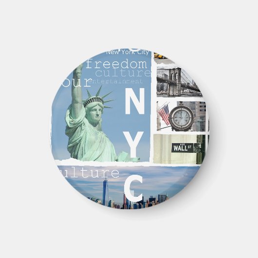 Aimant Elégant New York City Nyc Modèle Circle (Devant)
