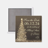 Aimant Élégant Noël Sauvegarder La Date Or (Recto/Verso)