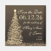 Aimant Élégant Noël Sauvegarder La Date Or (Devant)