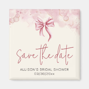 Aimant Élégant nœud rose Save the Date Enterrement de vie