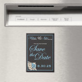 Aimant Elégant noir & blanc Enregistrer la date accents b (In Situ (Lave-vaisselle))