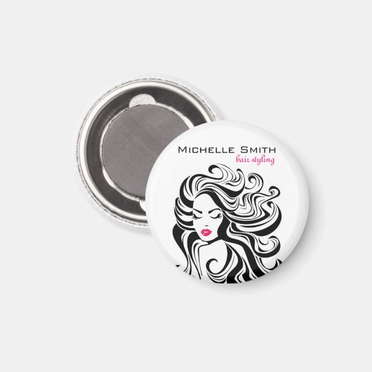 Aimant Élégant noir blanc Wavy Hairstyle extensions de ch (Recto/Verso)