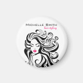 Aimant Élégant noir blanc Wavy Hairstyle extensions de ch (Devant)