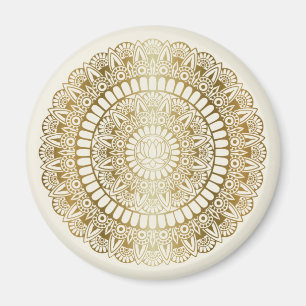 Aimant Elégant or sur crème Lotus Henna Mandala