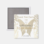 Aimant Élégant Papillon Or Quinceanera Enregistrer La Dat (Recto/Verso)